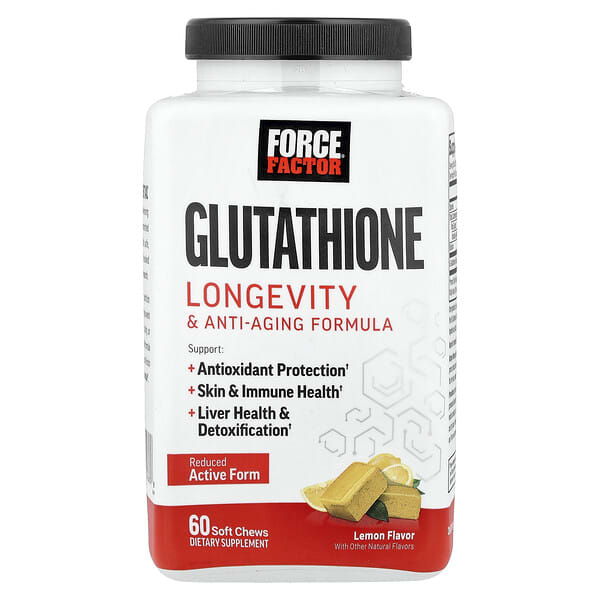 Force Factor, Glutathione, Longevity & Anti-Aging Formula, Lemon, 60 Soft Chews (250 mg per Soft Chew) — product photo 1