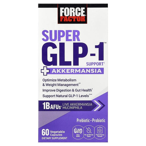Force Factor, Super GLP-1™ Support + Akkermansia, 60 plantaardige capsules