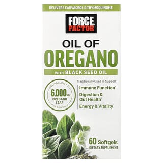 Force Factor, Olej z oregano z olejem z czarnuszki, 60 miękkich kapsułek