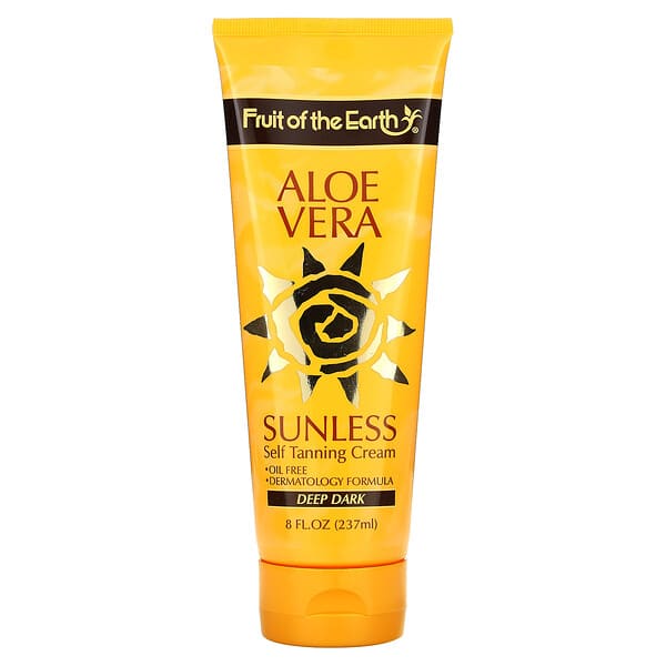 Fruit of the Earth, Aloe Vera Sunless Self Tanning Cream, Deep Dark, 8 fl oz (237 ml)