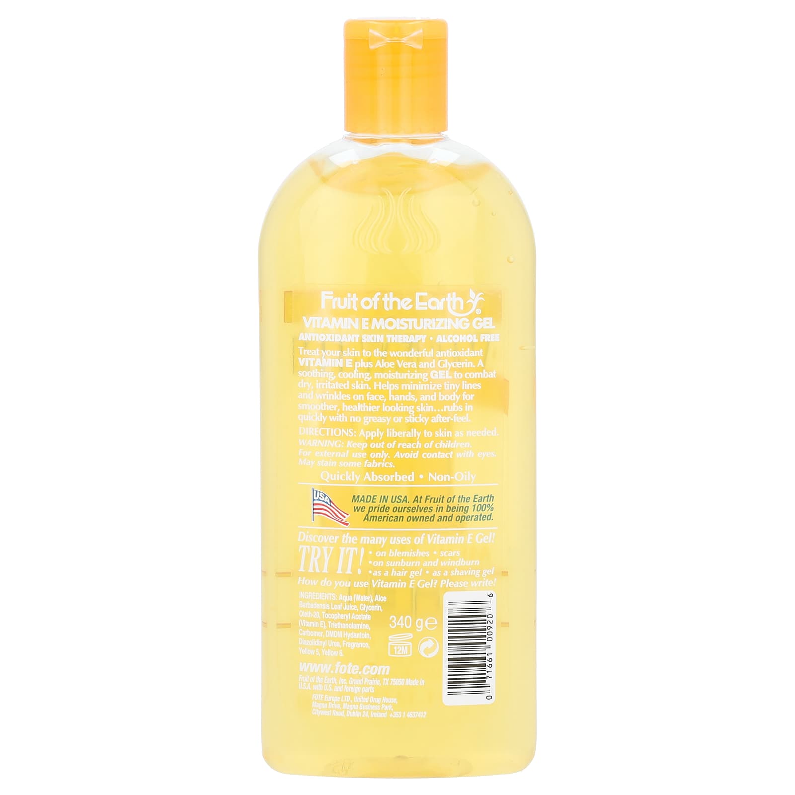 Fruit of the Earth, Vitamin E Moisturizing Gel, 12 oz (340 g)