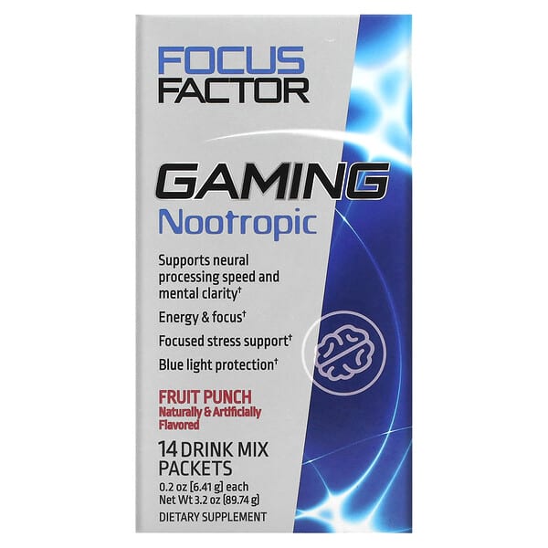 Focus Factor‏, Gaming Nootropic, Fruit Punch, 14 Drink Mix Packets, 0.2 oz (6.41 g) Each