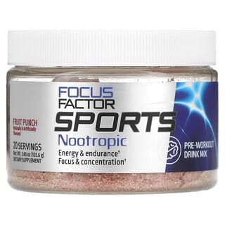 Focus Factor, Sports Nootropic, Mezcla para preparar bebidas antes del entrenamiento, Ponche de frutas`` 103,6 g (3,65 oz)