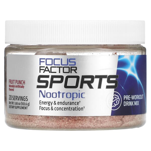 Focus Factor‏, Sports Nootropic, Pre-workout Drink Mix, Fruit Punch, 3.65 oz (103.6 g)