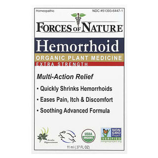 Forces of Nature, Hemorrhoid, Organic Plant Medicine, Extra Strength, 0.37 fl oz (11 ml)