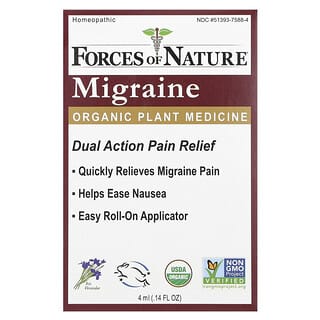 Forces of Nature, Roll-on pour la migraine, Médecine végétale biologique, 4 ml