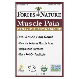 Forces of Nature, Muscle Pain Roll-On, Organic Plant Medicine, Roll-On gegen Muskelschmerzen, Bio-Pflanzenmedizin, 4 ml (0,14 fl. oz.)