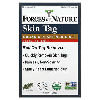 Forces of Nature, Skin Tag, Organic Plant Medicine, Rollerball Applicator, Extra Strength, 0.14 fl oz (4 ml)