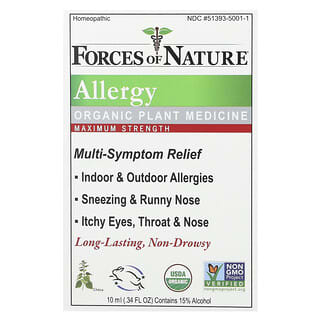 Forces of Nature, Alergia, Medicamento de Plantas Orgânicas, Força Máxima, 10 ml (0,34 fl oz)