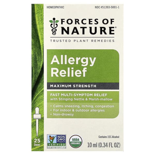 Forces of Nature, Allergy Relief, Maximum Strength, 0.34 fl oz (10 ml)