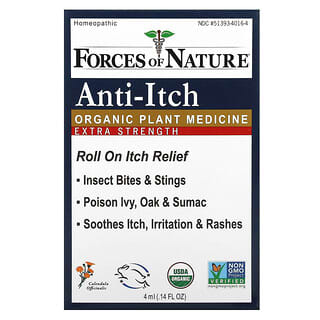 Forces of Nature, Anti-Itch Roll-On, Organic Plant Medicine, Extra Strength, 0.14 fl oz (4 ml)