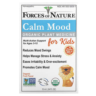 Forces of Nature, Calm Mood, органическое растительное средство, для детей от 3 до 12 лет, со вкусом фруктов, 10 мл (0,34 жидк. Унции)