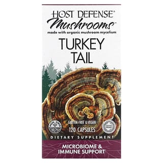Fungi Perfecti, Host Defense Mushrooms, Turkey Tail, Immune Support, 120 Vegetarian Capsules