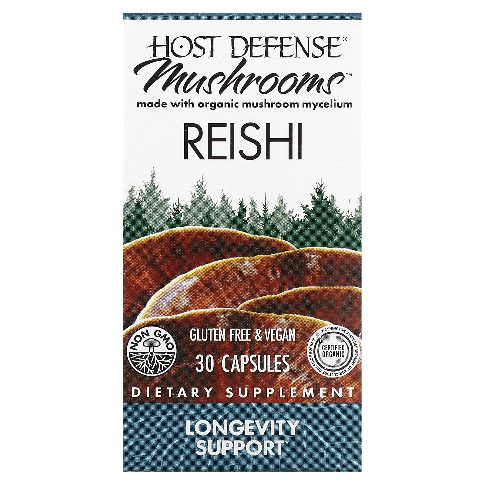 Fungi Perfecti Host Defense, Host Defense Mushroom, рейши, 30 капсул