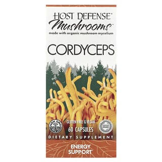 Host Defense 蘑菇，蟲草，能量幫助，60 粒素食膠囊