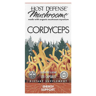 Host Defense, гриб кордицепс, поддержка выработки энергии, 120 вегетарианских капсул