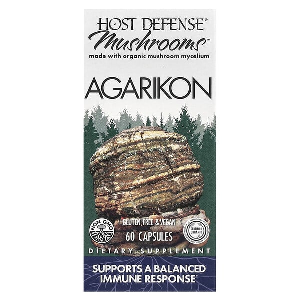 Host Defense, Mushrooms™, 아가리콘, 캡슐 60정(캡슐 1정당 500mg)