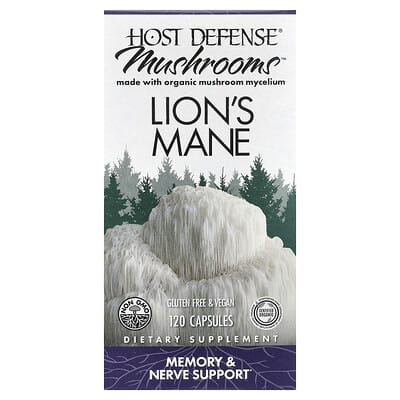 Host Defense, Mushrooms, Lion's Mane, 120 Capsules (0.5 g per Capsule)