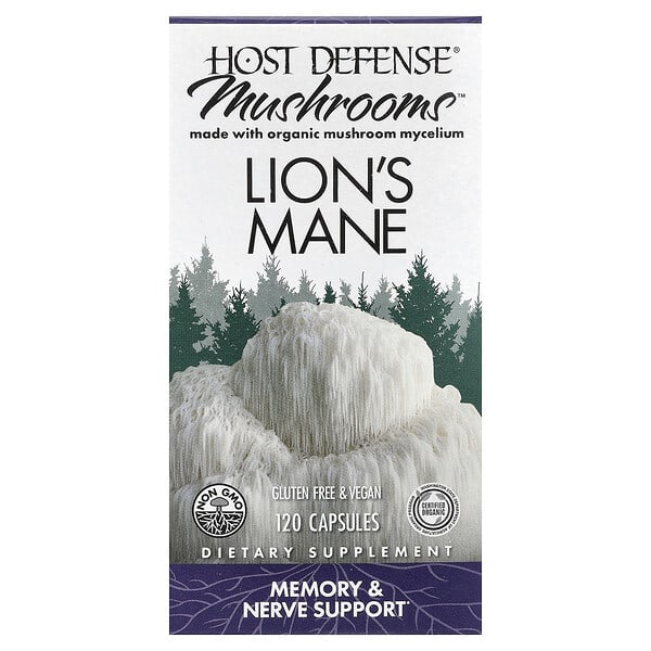 Host Defense, Mushrooms, Lion's Mane, 120 Capsules (0.5 g per Capsule)