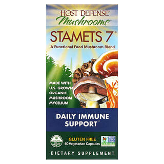 Host Defense, Stamets 7, Refuerzo inmunitario diario, 60 cápsulas vegetales