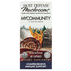Fungi Perfecti Host Defense, MyCommunity, мультикомплекс из 17 видов грибов, 60 вегетарианских капсул