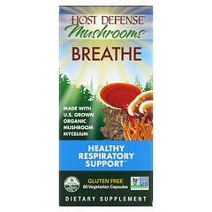 Fungi Perfecti Host Defense, Host Defense Mushrooms, Breathe, Healthy Respiratory Support, 60 Vegetarian Capsules
