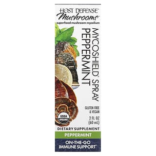 Host Defense, Mushrooms, Organic MycoShield Spray, Peppermint, 2 fl oz (60 ml)