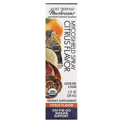 Host Defense, Mushroom, MycoShield Spray, Citrus, 1 fl oz (30 ml)