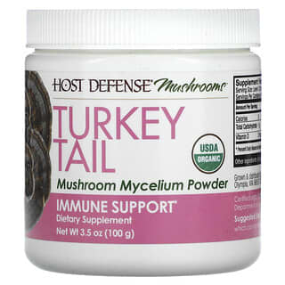 Fungi Perfecti Host Defense, Turkey Tail, Mushroom Mycelium Powder, Immune Support, 3.5 oz (100 g)