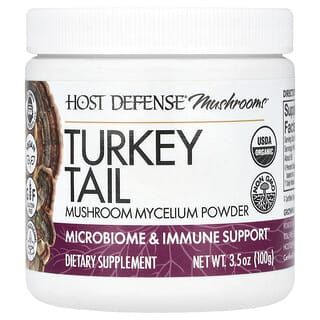 Host Defense, Host Defence Mushrooms, Queue de dindon, Poudre de mycélium de champignon, 100 g