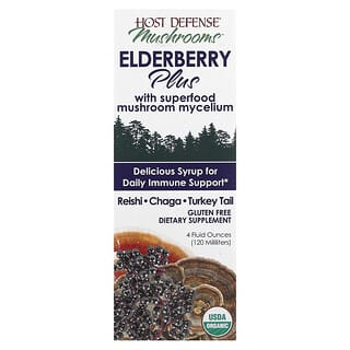 Host Defense, Mushrooms, Elderberry Plus, 4 fl oz (120 ml)