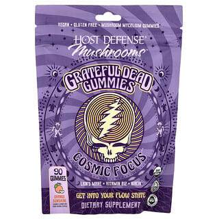 Host Defense, Грибы™ Grateful Dead Gummies, Cosmic Focus, Orange Sunshine, 90 жевательных таблеток
