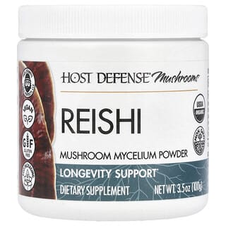 Host Defense, Mushrooms, Reishi, Micelio de hongo en polvo, 100 g (3,5 oz)