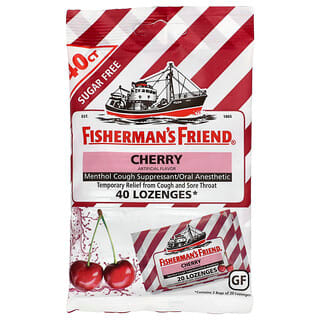 Fisherman's Friend, Menthol hostestillende sugetabletter, sukkerfri, kirsebær, 40 sugetabletter