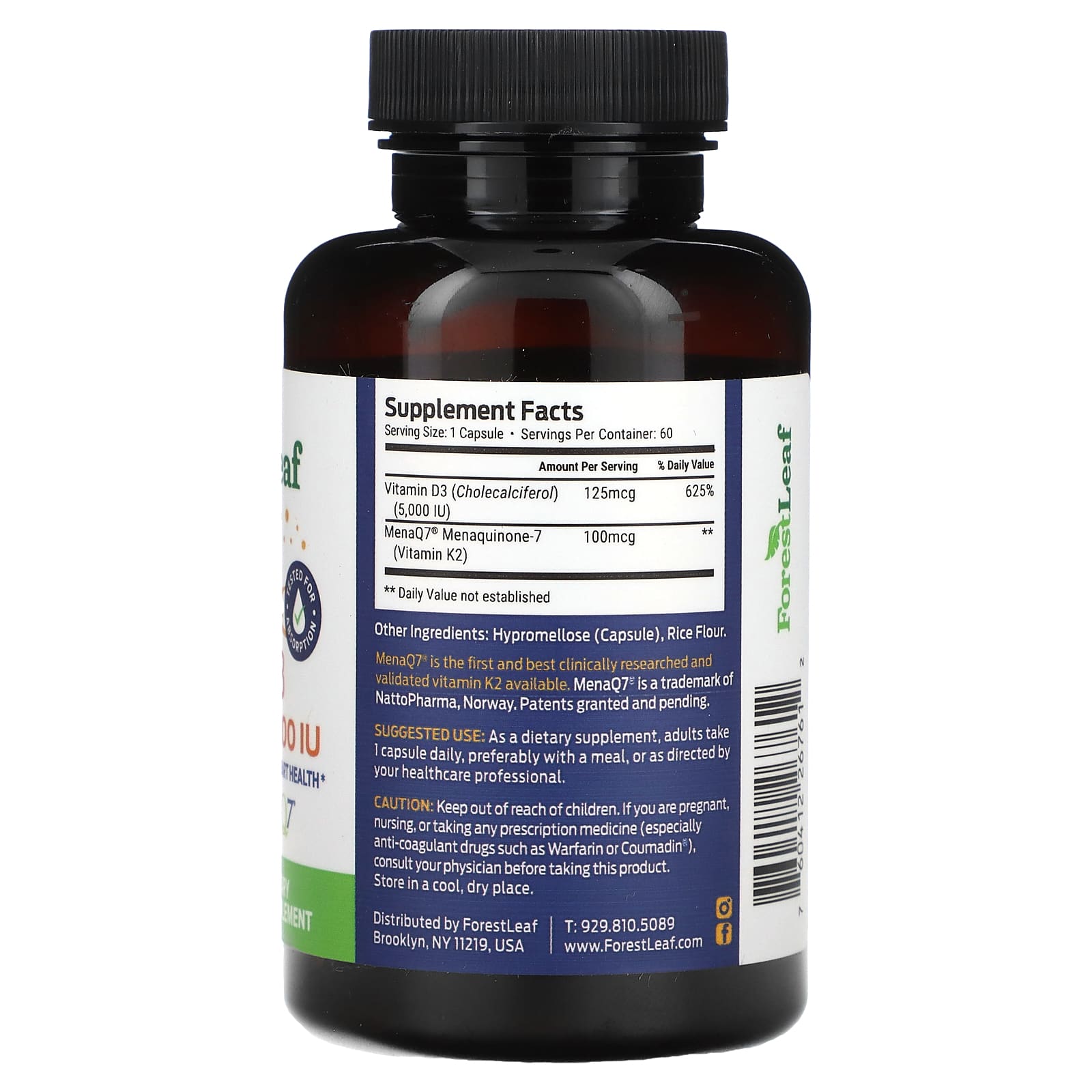 thumbnail image 2 of ForestLeaf Vitamin D3 50,000 IU – 120 Capsules – Immune Support – Exp 6/2025 2 of 2