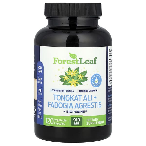 Forest Leaf, 東革阿里 + Fadogia Agrestis + BioPerine®，120 粒素食膠囊