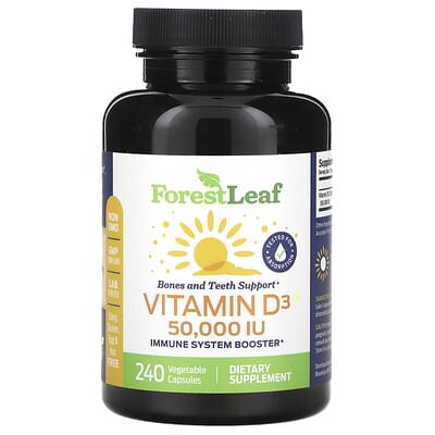 Forest Leaf, Vitamin D3, 1,250 mcg (50,000 IU), 240 Vegetarian Capsules