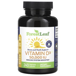 Forest Leaf, Vitamina D3, 1.250 mcg (50.000 UI), 240 Cápsulas Vegetais