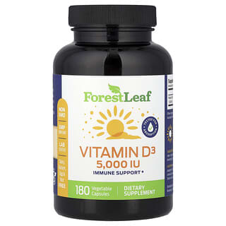 Forest Leaf, Vitamine D3, 5000 UI, 180 capsules végétales