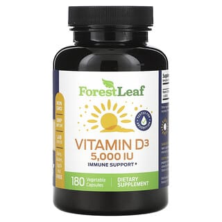 Forest Leaf, Витамин D3, 5000 МЕ, 180 растительных капсул