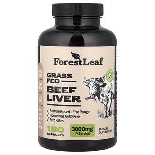 Forest Leaf, Fígado Bovino de Gado Criado no Pasto, 180 Cápsulas (750 mg por Cápsula)