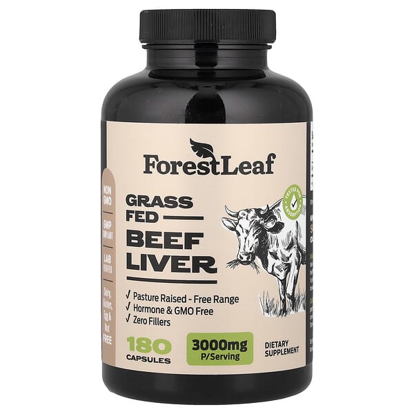 Grass Fed Beef Liver, 180 Capsules (750 mg per Capsule)