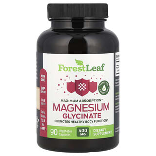 Forest Leaf, Magnesium Glycinate, maximale Absorption, 400 mg, 90 pflanzliche Kapseln (133,3 mg pro Kapsel)