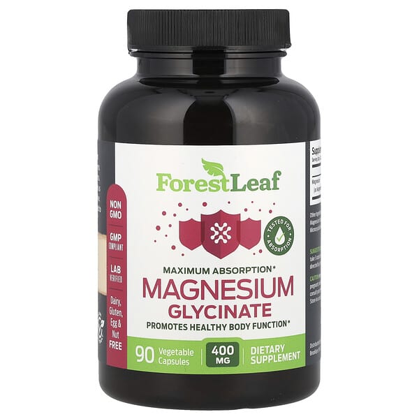 Magnesium Glycinate, Maximum Absorption, 90 Vegetable Capsules (133.3 mg per Capsule)