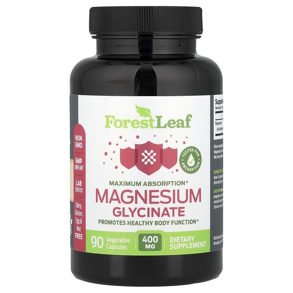 Forest Leaf, Magnesium Glycinate, Maximum Absorption, 90 Vegetable Capsules (133.3 mg per Capsule) — product photo 1