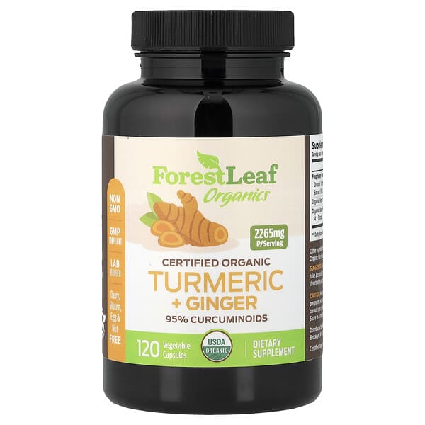 Forest Leaf, Advanced Turmeric Ginger + Bioperine, verbesserter Kurkuma-Ingwer + Bioperine, 120 pflanzliche Kapseln