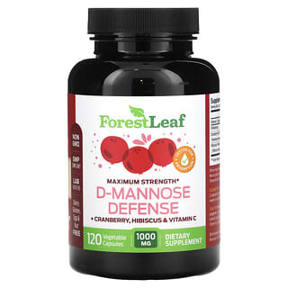 Forest Leaf, D-манноза, защита максимального действия, 1000 мг, 120 вегетарианских капсул (500 мг в 1 капсуле)