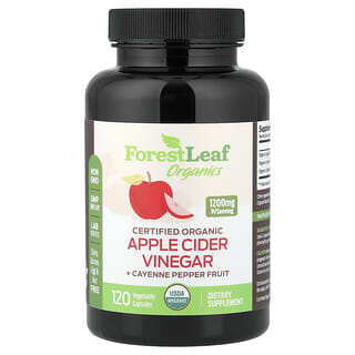 Forest Leaf, Organics, яблочный уксус + кайенский перец, 120 растительных капсул