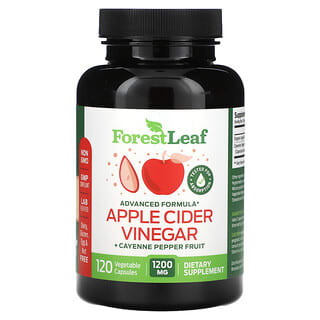 Forest Leaf, Apple Cider Vinegar + Cayenne Pepper Fruit, Apfelessig + Cayennepfeffer, 1.200 mg, 120 pflanzliche Kapseln (600 mg pro Kapsel)