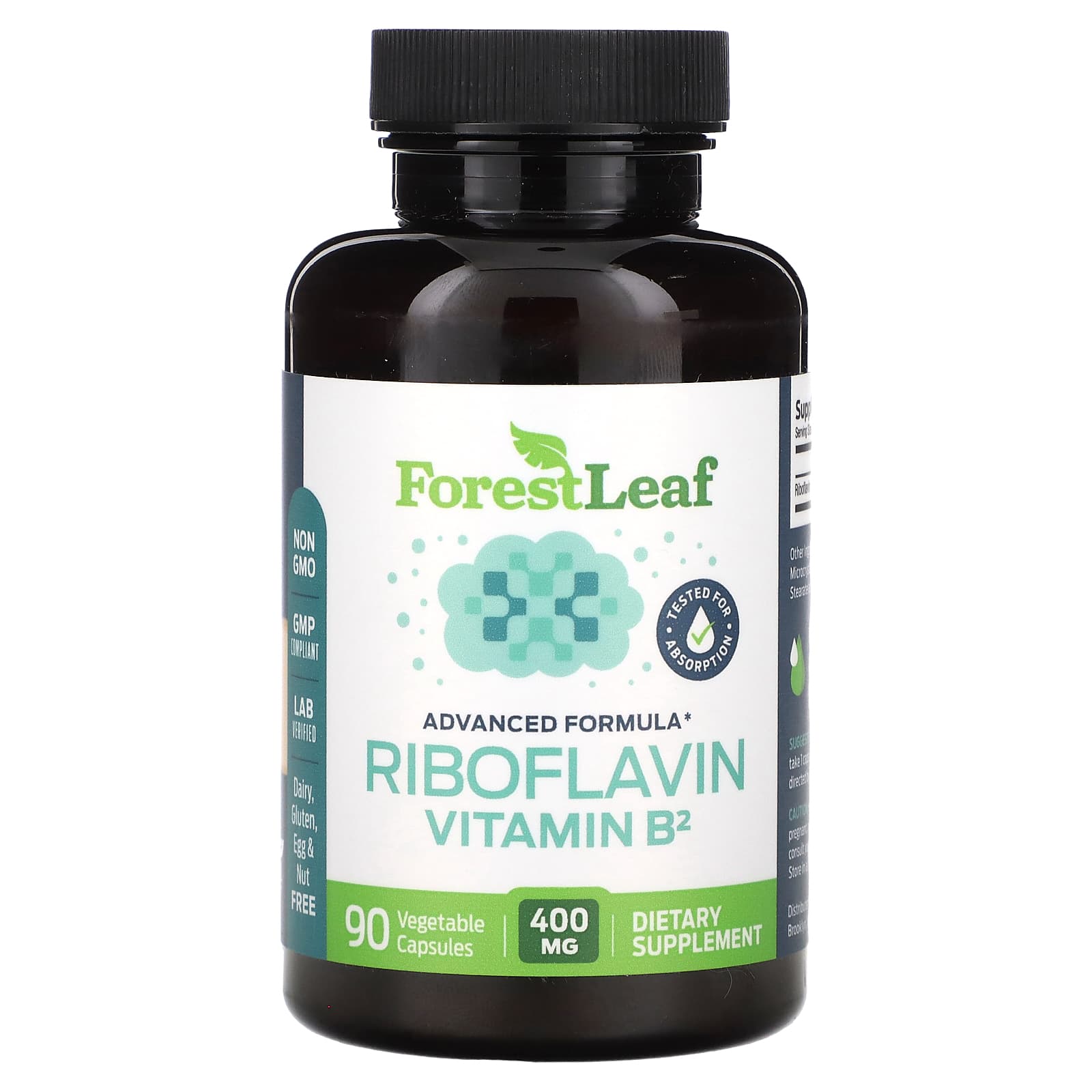Forest Leaf, Riboflavin Vitamin B2, 400 mg, 90 Vegetable Capsules